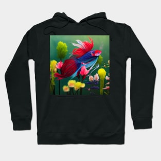 Betta fish in flowers 2 Hoodie